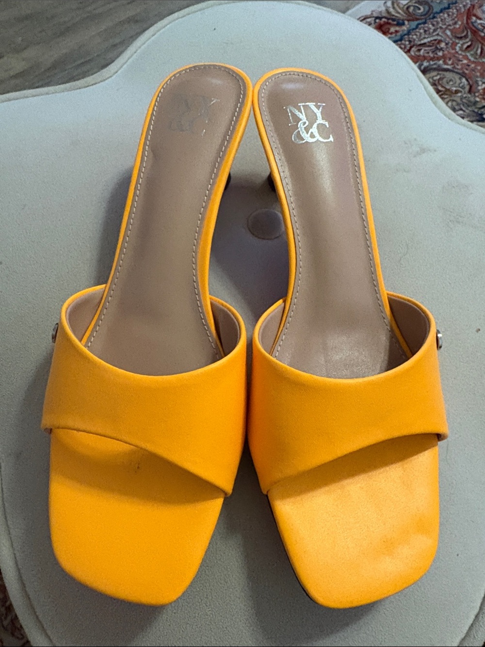 New York & Company Bright orange Open-Toe Slide Mules